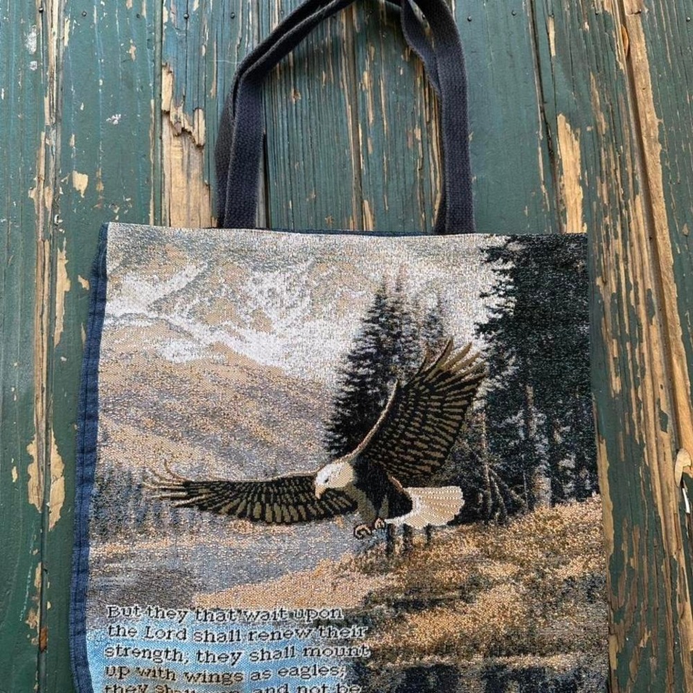 Eagle tote bag with‎ Isaiah 40:31 verse vintage